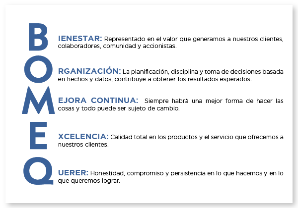 valores corporativos Bomeq